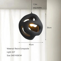 Luminaire Suspendu Scandinave Wabi-Sabi à LED pour Restaurant et Bar | Marco Lucetti Noir / Lumière blanche 6500K