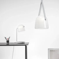 Luminaire Suspensia: Suspension en verre fumé design moderne LED et bracelet en cuir | Marco Lucetti