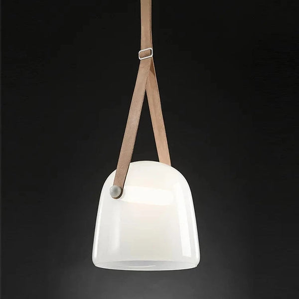 Luminaire Suspensia: Suspension en verre fumé design moderne LED et bracelet en cuir | Marco Lucetti