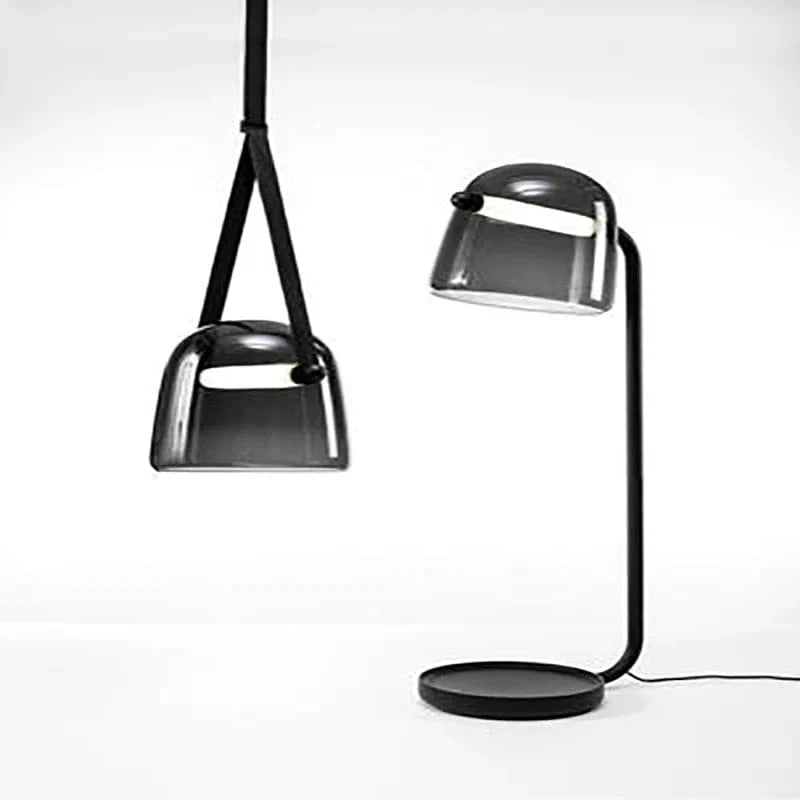 Luminaire Suspensia: Suspension en verre fumé design moderne LED et bracelet en cuir | Marco Lucetti