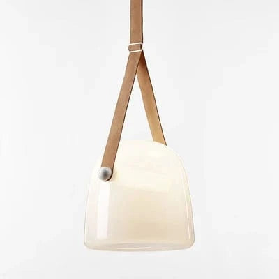 Luminaire Suspensia: Suspension en verre fumé design moderne LED et bracelet en cuir | Marco Lucetti Lampe à suspension blanche / Lumière chaude