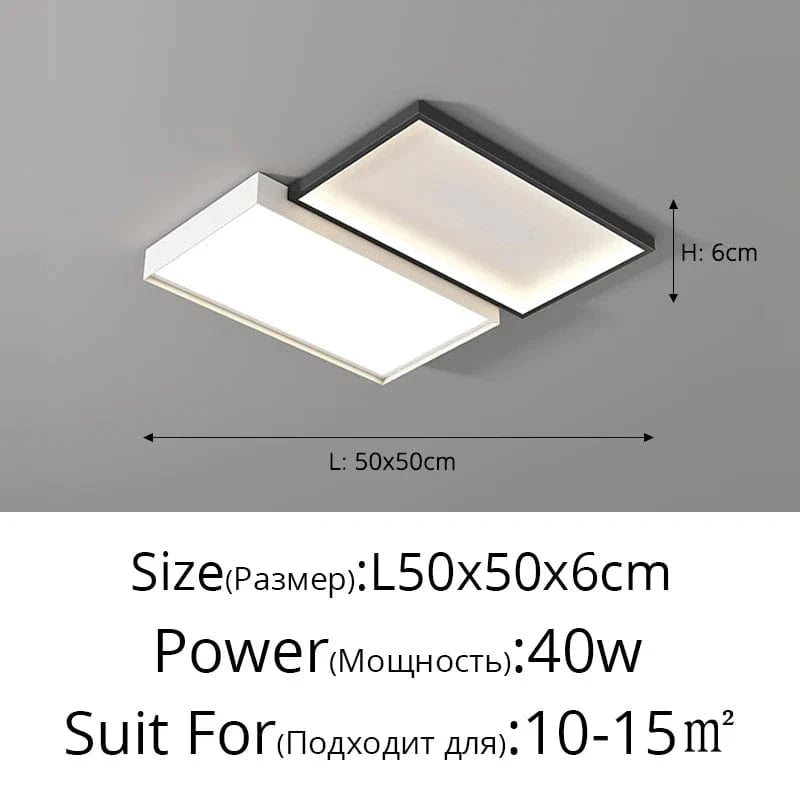 Luminaires décoratifs Qiyimei - Collection Lustre Éclairage Intérieur | Marco Lucetti Carré Noir 50cm / Blanc chaud, pas de télécommande