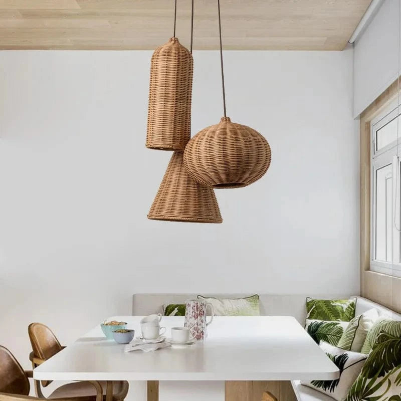 Luminaires suspendus en rotin japonais avec tissage en bambou Calme. | Marco Lucetti