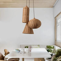 Luminaires suspendus en rotin japonais avec tissage en bambou Calme. | Marco Lucetti