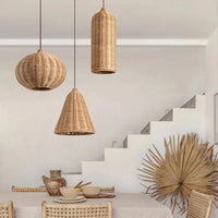 Luminaires suspendus en rotin japonais avec tissage en bambou Calme. | Marco Lucetti