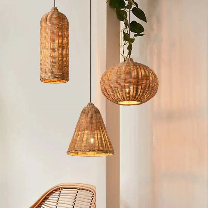 Luminaires suspendus en rotin japonais avec tissage en bambou Calme. | Marco Lucetti