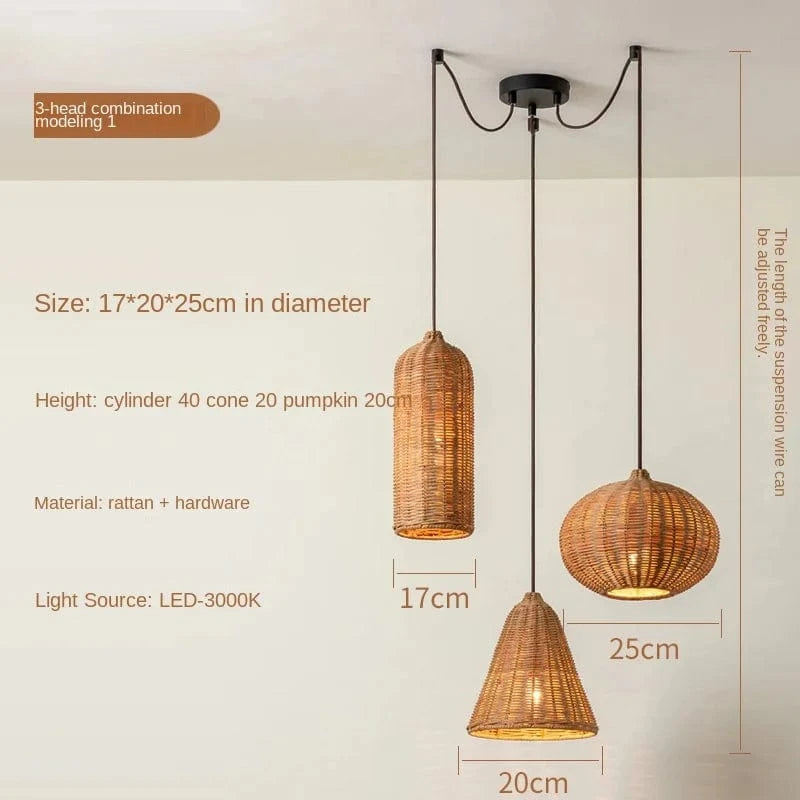Luminaires suspendus en rotin japonais avec tissage en bambou Calme. | Marco Lucetti ABC 1 / Blanc froid