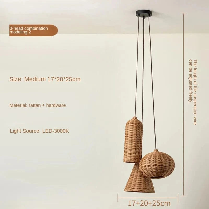 Luminaires suspendus en rotin japonais avec tissage en bambou Calme. | Marco Lucetti Abc / Blanc froid