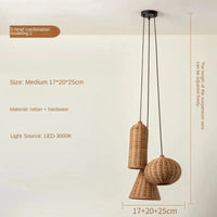 Luminaires suspendus en rotin japonais avec tissage en bambou Calme. | Marco Lucetti Abc / Blanc froid