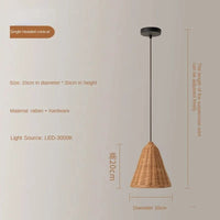 Luminaires suspendus en rotin japonais avec tissage en bambou Calme. | Marco Lucetti UN / Blanc froid