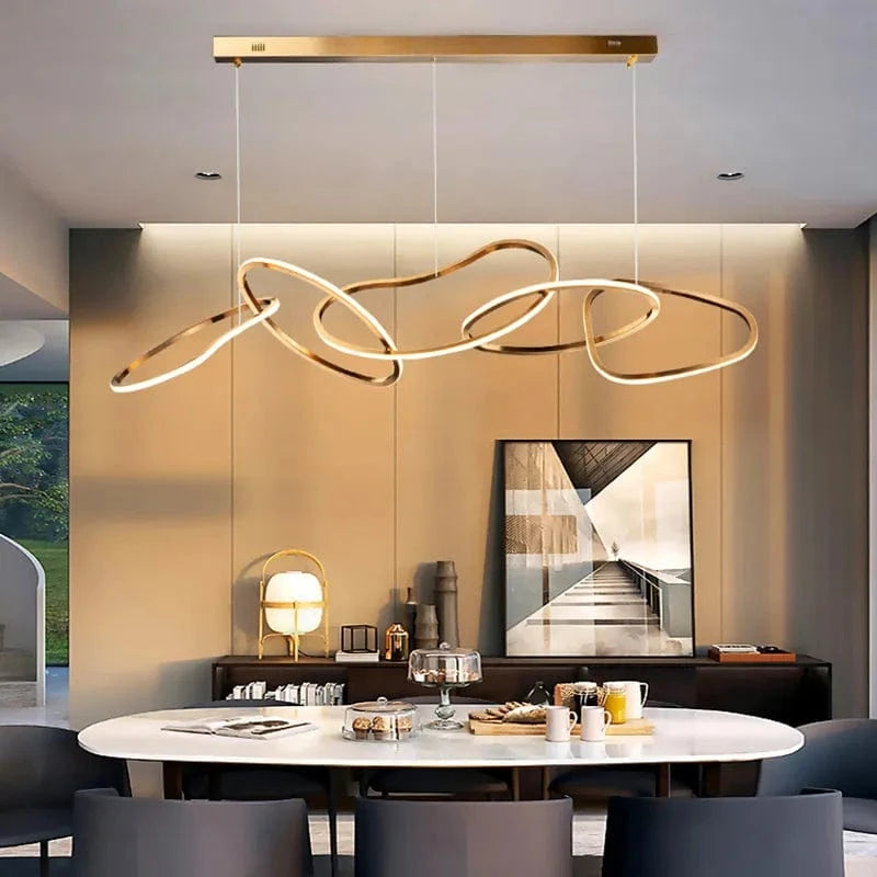 Luminaires suspendus modernes pour un éclairage intérieur stylé | Marco Lucetti Or / Longueur 120cm / 71-80W | Blanc froid