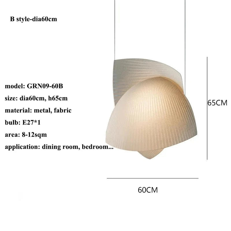 Luminaires suspendus Wabi Sabi japonais pour la maison - Conception de tissus et éclairage LED | Marco Lucetti Style B-dia60cm / Lumière blanche (6000K)