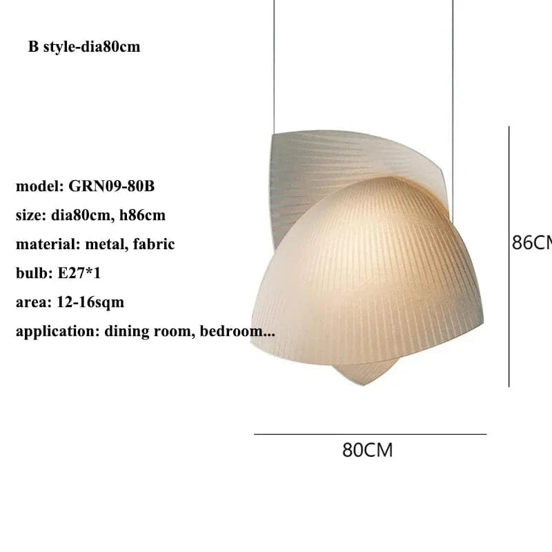 Luminaires suspendus Wabi Sabi japonais pour la maison - Conception de tissus et éclairage LED | Marco Lucetti Style B-dia80cm / Lumière chaude (3000K)