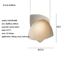 Luminaires suspendus Wabi Sabi japonais pour la maison - Conception de tissus et éclairage LED | Marco Lucetti Style B-dia80cm / Lumière chaude (3000K)