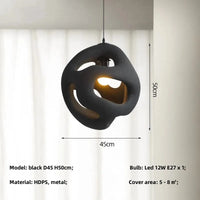 Luminaires Suspension LED Style Nordique Wabi Sabi | Marco Lucetti Noir D45cm / Lumière blanche 6500K
