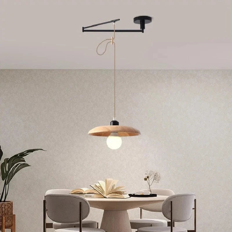 Lustre à bascule en bois massif de noyer retractable - Décoration nordique moderne | Marco Lucetti