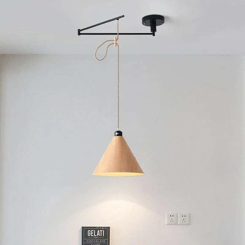 Lustre à bascule en bois massif de noyer retractable - Décoration nordique moderne | Marco Lucetti