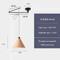 Lustre à bascule en bois massif de noyer retractable - Décoration nordique moderne | Marco Lucetti A bois massif / Lumière blanche