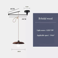 Lustre à bascule en bois massif de noyer retractable - Décoration nordique moderne | Marco Lucetti B Noyer / Lumière blanche