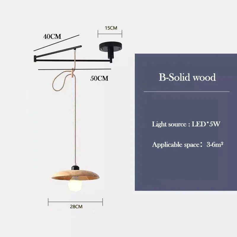 Lustre à bascule en bois massif de noyer retractable - Décoration nordique moderne | Marco Lucetti Bois massif / Lumière blanche