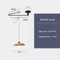 Lustre à bascule en bois massif de noyer retractable - Décoration nordique moderne | Marco Lucetti Bois massif / Lumière blanche