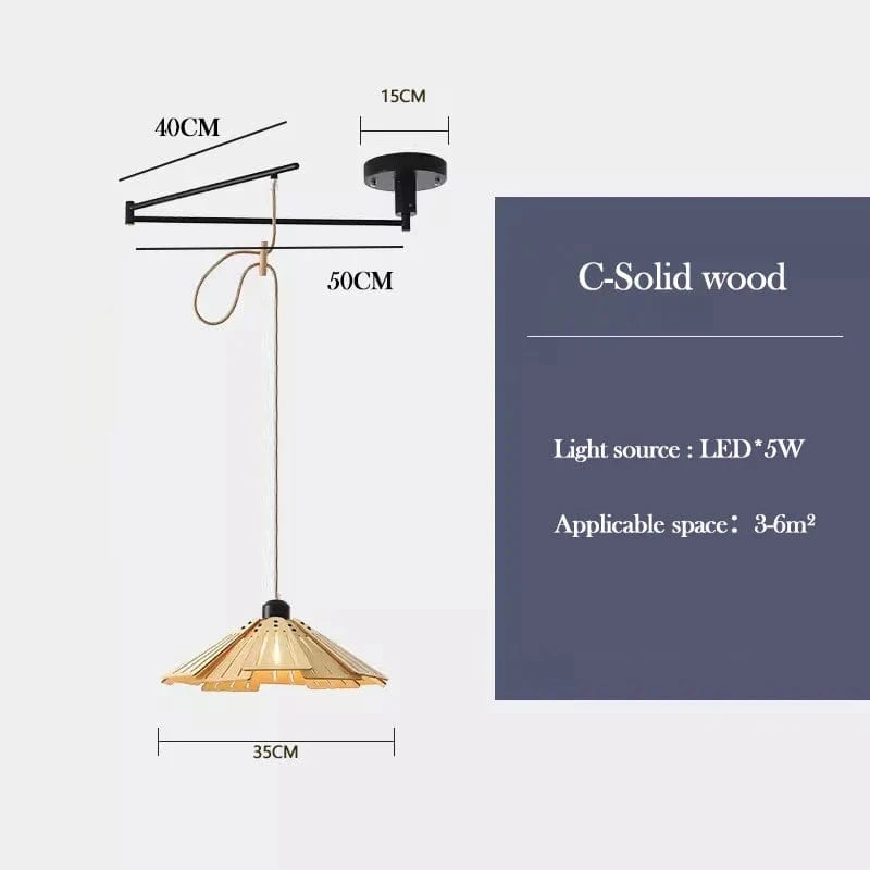 Lustre à bascule en bois massif de noyer retractable - Décoration nordique moderne | Marco Lucetti Bois massif / White light