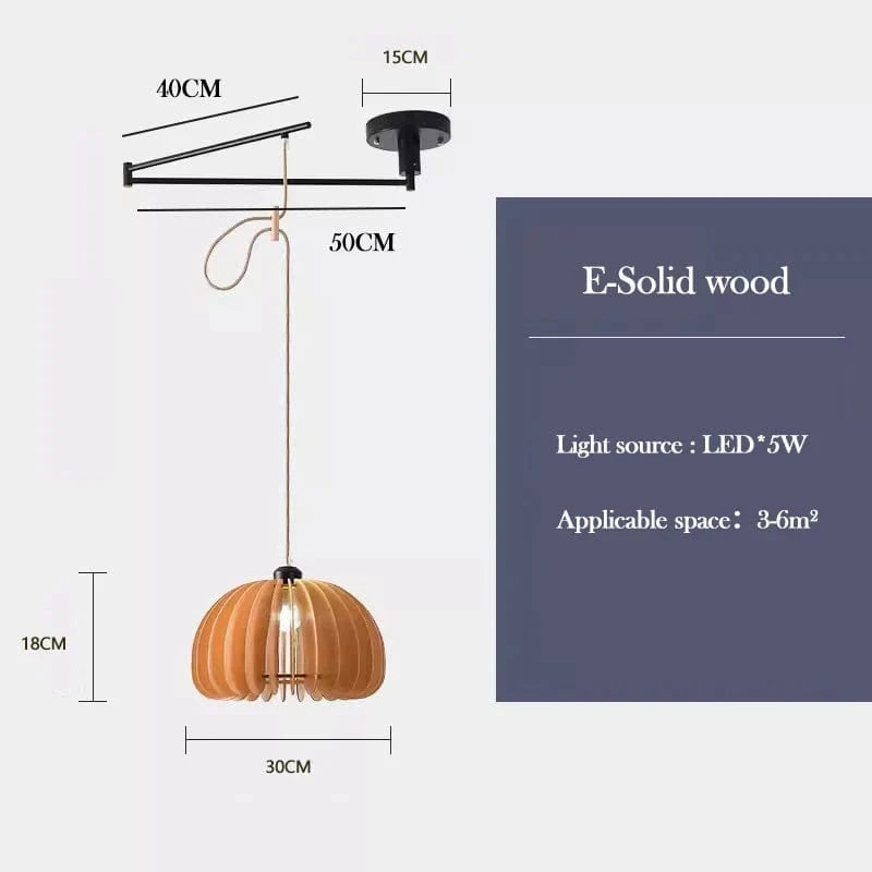 Lustre à bascule en bois massif de noyer retractable - Décoration nordique moderne | Marco Lucetti E Bois massif / Lumière blanche