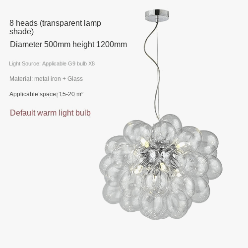  Lustre à bulles de verre nordique de luxe pour salle à manger, salon, chambre ou restaurant | Marco Lucetti