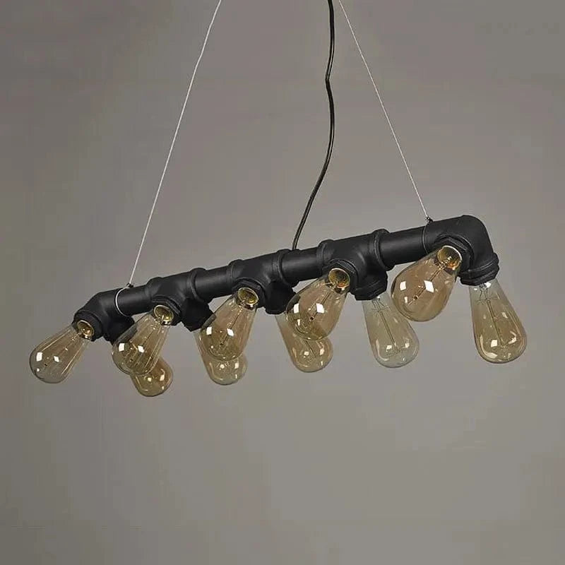 Lustre à vent industriel rétro américain 10 têtes | Marco Lucetti Noir sans ampoule
