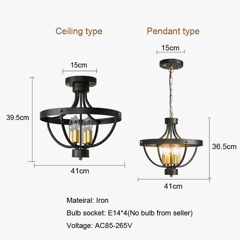 Lustre Américain en Fer Rétro pour Restaurant et Bureau | Marco Lucetti
