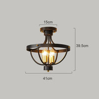 Lustre Américain en Fer Rétro pour Restaurant et Bureau | Marco Lucetti Type de plafond noir