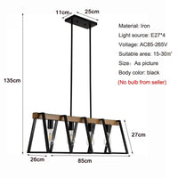 Lustre Américain Vintage Industriel 4 têtes Fer Art Imitation Bois Grain - Idéal pour Restaurant, Cuisine, Café, Bar et Comptoir | Marco Lucetti