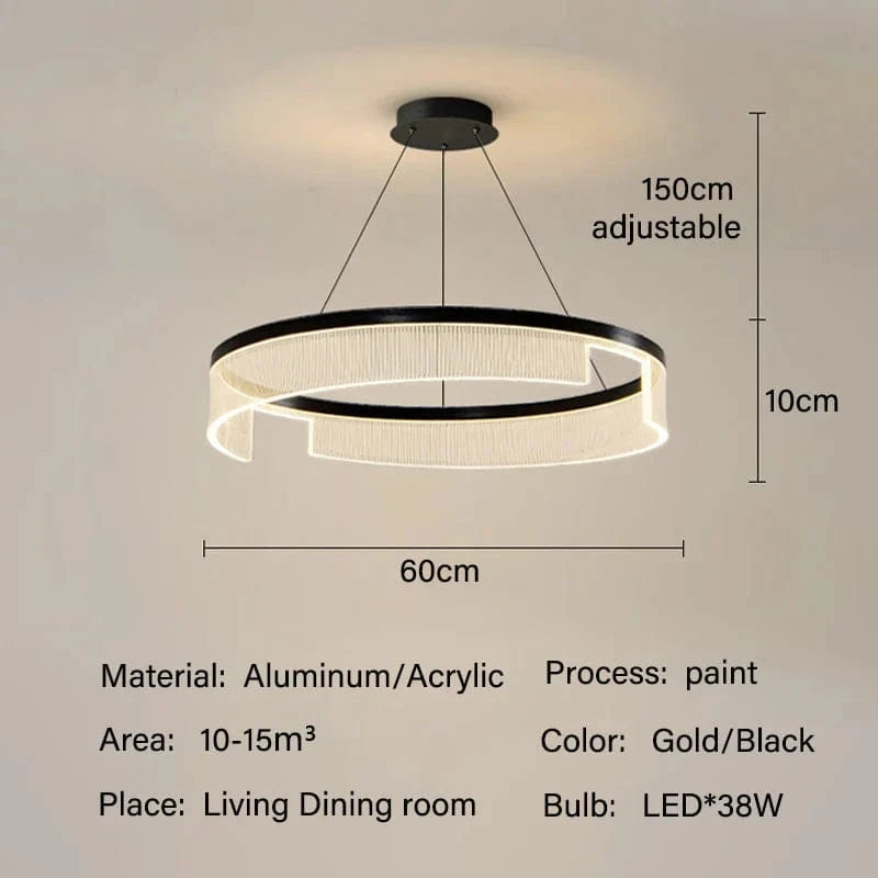Lustre anneau LED de style moderne | Marco Lucetti D60cm / Noir / 3 lumières modifiables