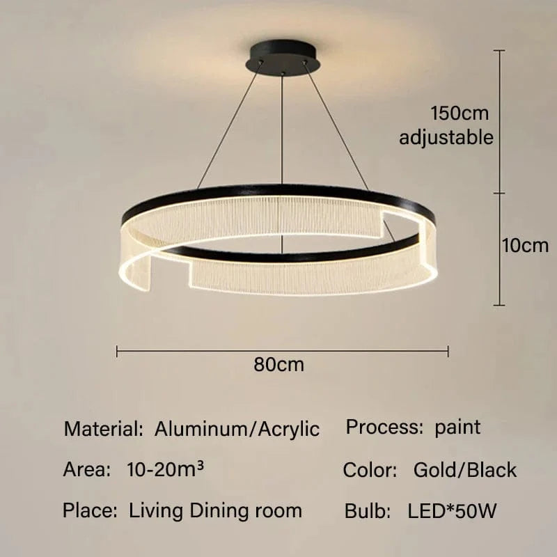 Lustre anneau LED de style moderne | Marco Lucetti D80cm / Noir / 3 lumières modifiables