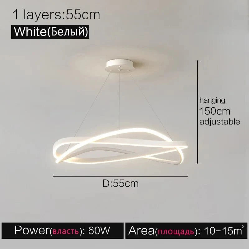 Lustre Anneau Minimaliste Moderne pour Maison - Créativité Redéfinie | Marco Lucetti Blanc 55cm / Intensité variable avec télécommande