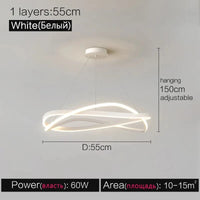 Lustre Anneau Minimaliste Moderne pour Maison - Créativité Redéfinie | Marco Lucetti Blanc 55cm / Intensité variable avec télécommande