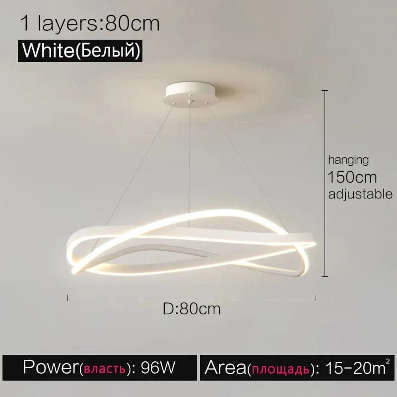 Lustre Anneau Minimaliste Moderne pour Maison - Créativité Redéfinie | Marco Lucetti Blanc 80cm / Intensité variable avec télécommande