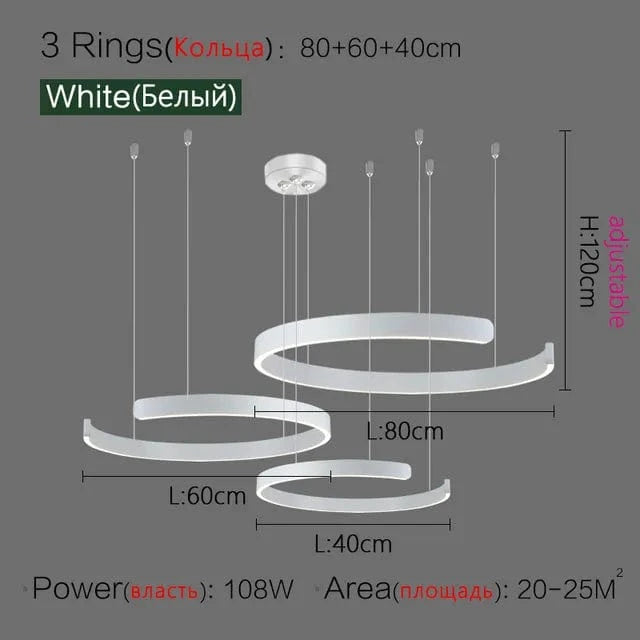 Lustre Anneau Nordique LED Réglable pour Salle à Manger - Collection Maison Luminaires | Marco Lucetti Blanc 40 60 80cm / Blanc chaud (3000K)