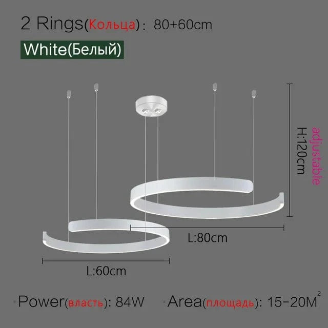 Lustre Anneau Nordique LED Réglable pour Salle à Manger - Collection Maison Luminaires | Marco Lucetti Blanc 60 80cm / Blanc chaud (3000K)