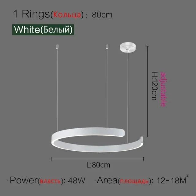 Lustre Anneau Nordique LED Réglable pour Salle à Manger - Collection Maison Luminaires | Marco Lucetti Blanc 80cm / Blanc chaud (3000K)