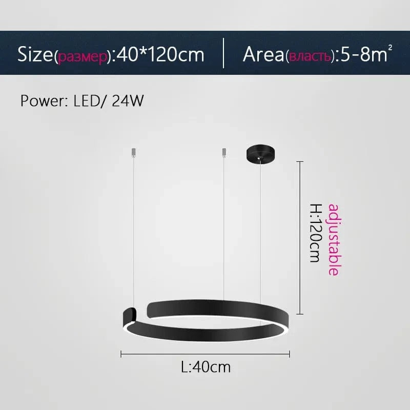 Lustre Anneau Nordique LED Réglable pour Salle à Manger - Collection Maison Luminaires | Marco Lucetti Noir 40cm / Blanc chaud (3000K)