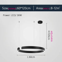 Lustre Anneau Nordique LED Réglable pour Salle à Manger - Collection Maison Luminaires | Marco Lucetti Noir 60cm / Blanc chaud (3000K)