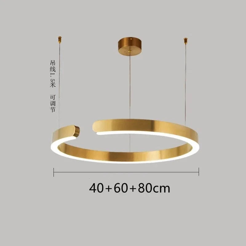 Lustre Anneau Nordique LED Réglable pour Salle à Manger - Collection Maison Luminaires | Marco Lucetti Or 40 60 80cm / Blanc chaud (3000K)
