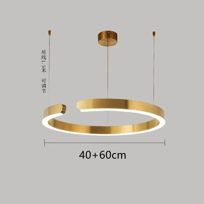 Lustre Anneau Nordique LED Réglable pour Salle à Manger - Collection Maison Luminaires | Marco Lucetti Or 40 60cm / Blanc chaud (3000K)