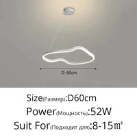 Lustre anneaux déformés design Panochas pour un intérieur élégant | Marco Lucetti Blanc 1anneau 60cm / Intensité variable avec télécommande