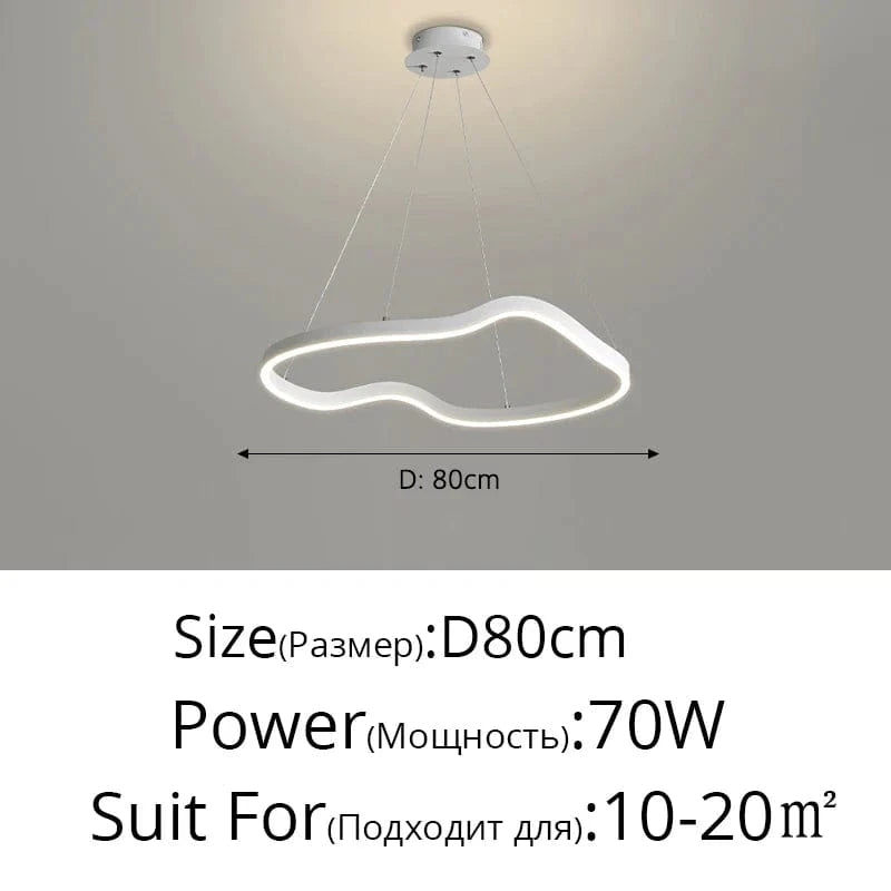 Lustre anneaux déformés design Panochas pour un intérieur élégant | Marco Lucetti Blanc 1anneau 80cm / Trois couleurs