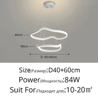 Lustre anneaux déformés design Panochas pour un intérieur élégant | Marco Lucetti Blanc 2 anneaux 40 60cm / Intensité variable avec télécommande