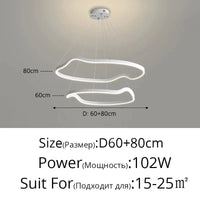 Lustre anneaux déformés design Panochas pour un intérieur élégant | Marco Lucetti Blanc 2 anneaux 60 80cm / Trois couleurs