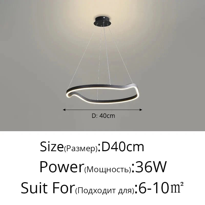 Lustre anneaux déformés design Panochas pour un intérieur élégant | Marco Lucetti Noir 1anneau 40cm / Trois couleurs