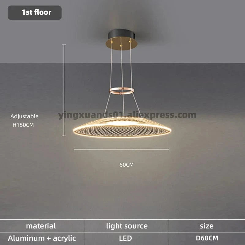 Lustre anneaux design pour salon double pour cuisine île hôtel Restaurant LED - Collection Prestige | Marco Lucetti D60CM